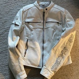 Authentic white leather Harley Davidson riding jacket